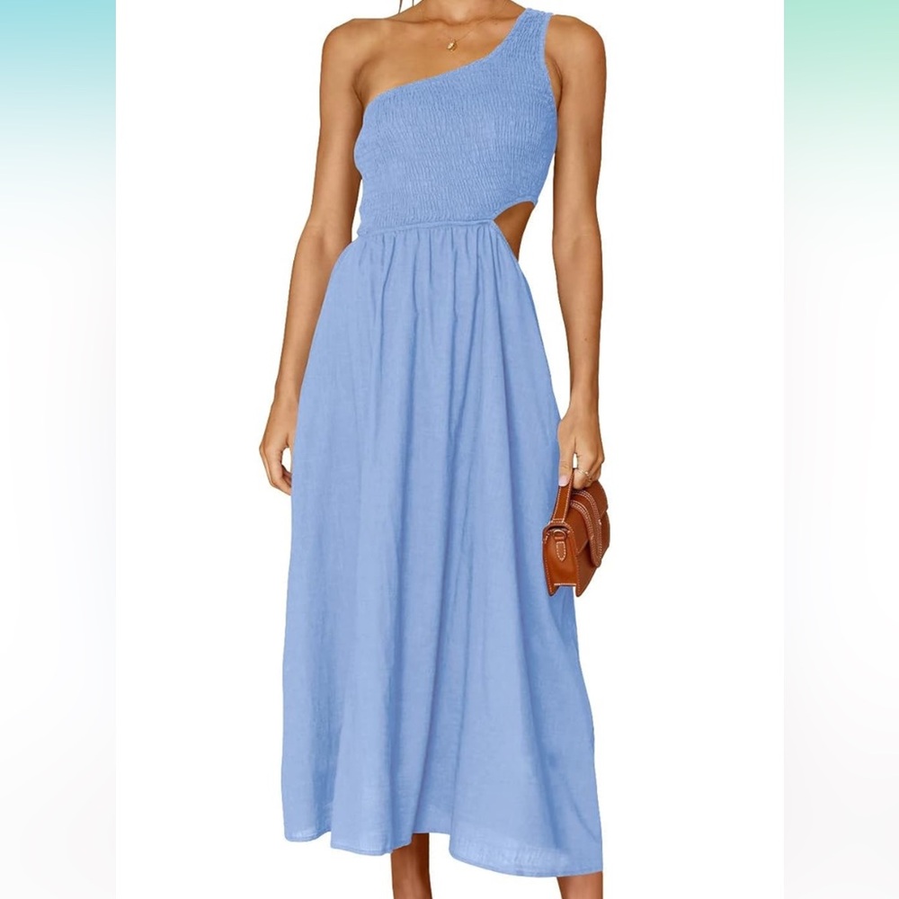 Elegant Blue Sleeveless Maxi Dress